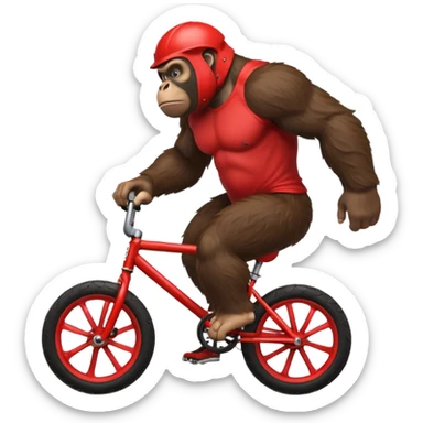 Gorilla wheeling a red BMX bike sticker