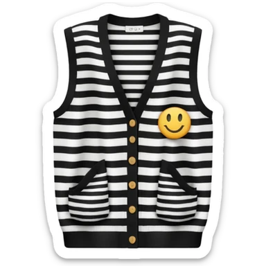 black and white stripes sleeveless cardigan sticker