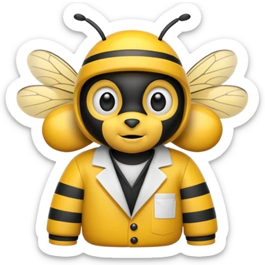 a bumblebee wearing a lab coat sticker