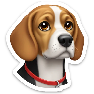 Black and tan beagle with a red collar  sticker