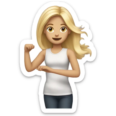 blond girl twirling hair in hands sticker