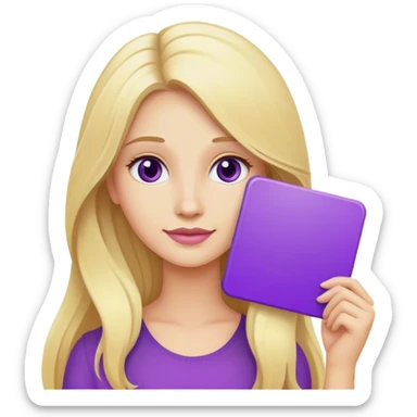 Long hai blonde lady with a purple sign  sticker