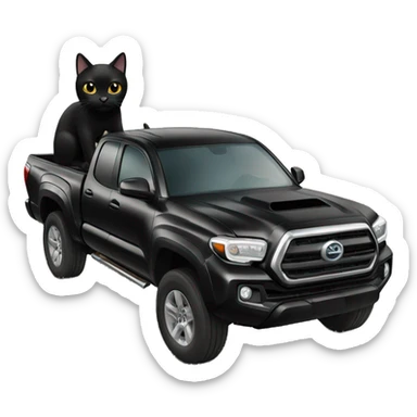 Black cat driving a Tacoma truck  sticker