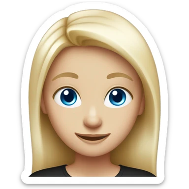 smiling girl in black shirt with blue eyes  sticker