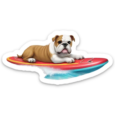 English bulldog on surf boatd sticker