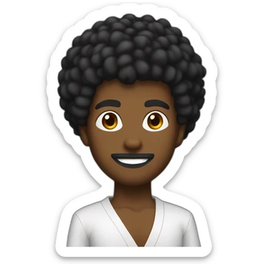 black karate instructor with afro hair and a low taper haircut, and a small fade on the sides and a big forehead sticker