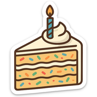flat toon slice of funfetti birthday cake sticker