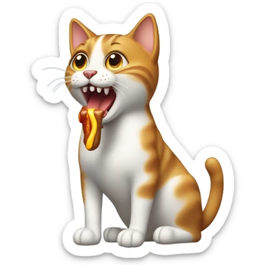 Cat eating a hotdog  sticker
