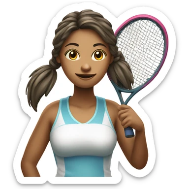 Sweet girl chick with tennis racquet sticker