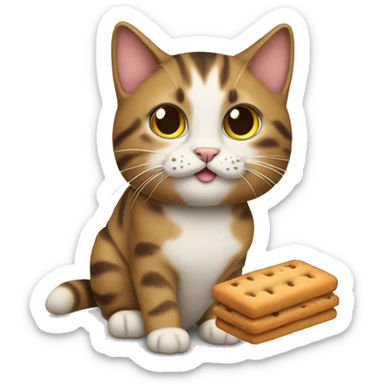 cat with a bisquit sticker
