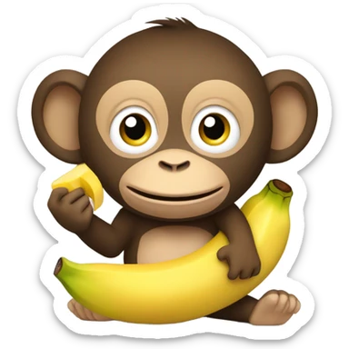 Monkey eating a banana sticker