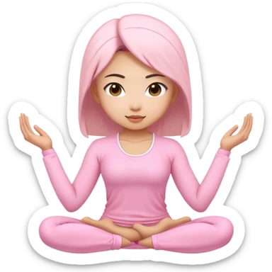 asian yoga girl light pink clothes  sticker