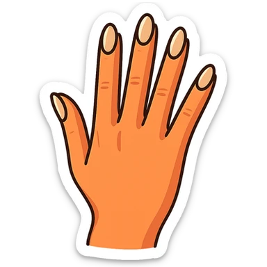 beautiful realistic female hand with five fingers and beige manicure, vibrant toon style sticker