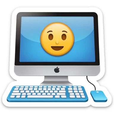 Emoji-style illustration of computer-based planning, flat vector look, bold outlines, minimal details, no background sticker