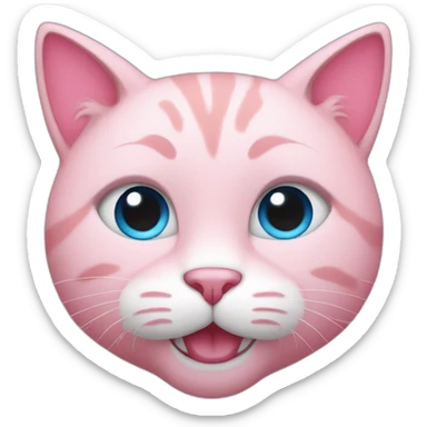 Pink cat with blue eyes and smile sticker
