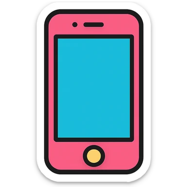 iPhone color outline icon style, black outlines, soft color fills sticker