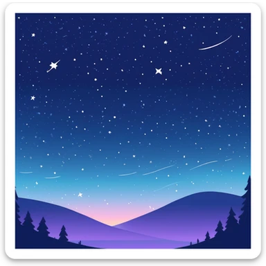 Sparkling starry night sky, galaxy view with stars and nebula sticker