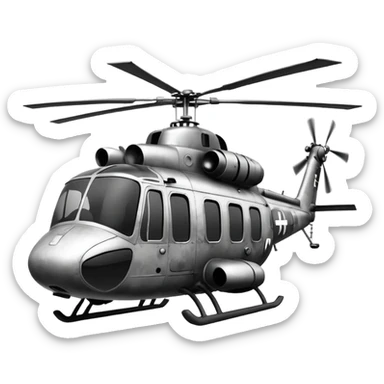 WW2 style helicopter with smoke sticker