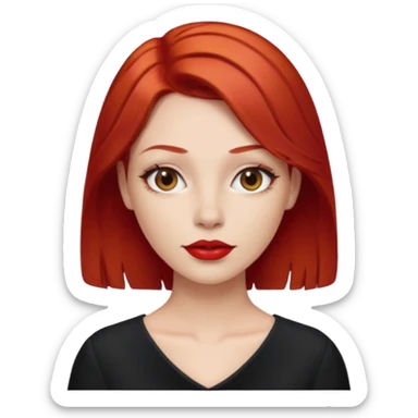 red hair. red lipstick sticker