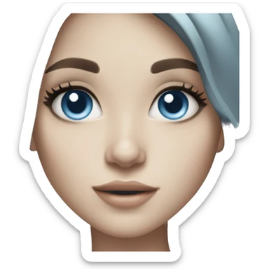 Instagram model girl with long black hair, pale skin and pretty blue eyes sticker