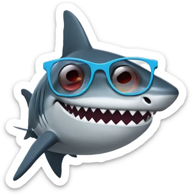 shark with taped nerd glasses  sticker
