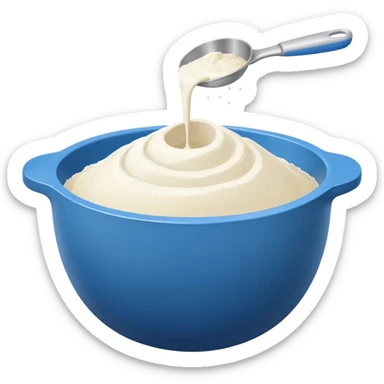 Mixing bowl plastic with flour sticker