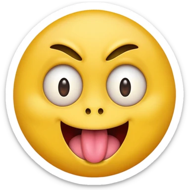 classic yellow emoji face with crazy eyes and tongue sticking out wildly sticker