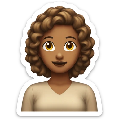 Chica de pelo ondulado marrón con piel clara sticker