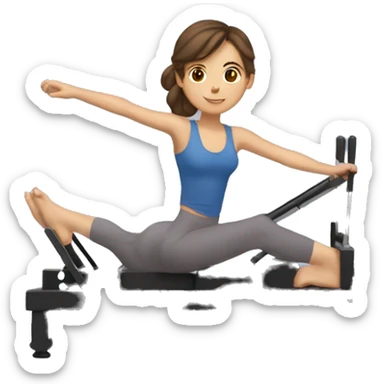 Girl with brown hair doing Pilates on reformer sticker