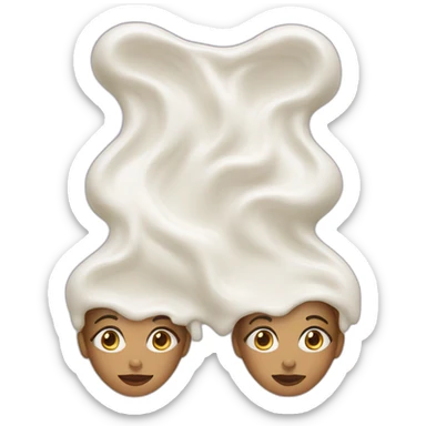 two woman faces covered in milk sticker