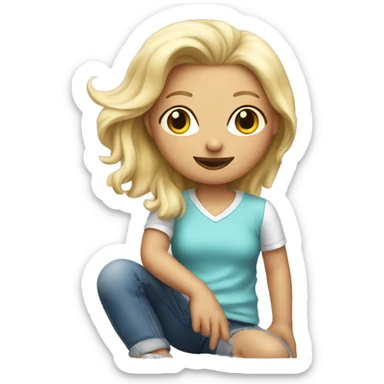 Blonde girl with a skibidi toilet shirt sticker