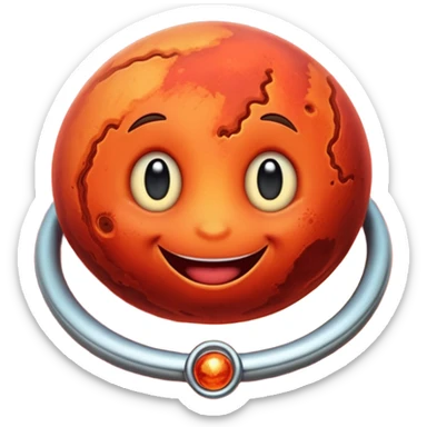 happy red planet with a ring sticker