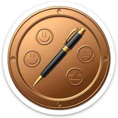 generate a token like a regular, real-life coin with an image of a pen in the middle sticker