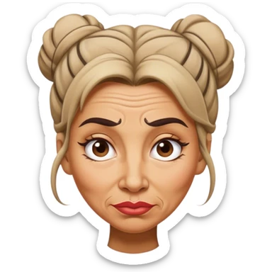 fat women with wrinkles big eyebrows big lips tan messy bun sticker