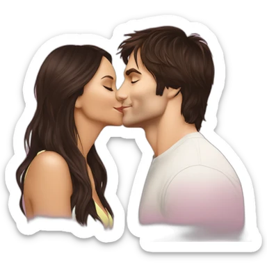 Ian Somerhalder kissing Nina Dobrev sticker