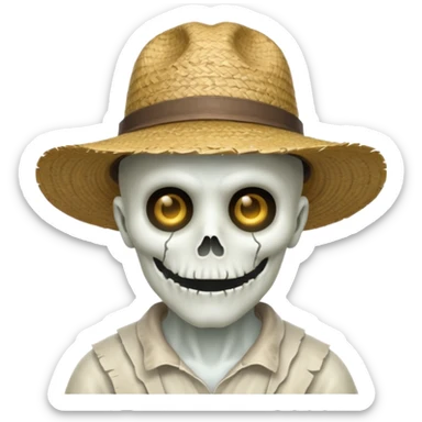 ghost farmer portrait, head and shoulders only, straw hat, spooky pale face, cracked skin, haunted vibe, 3D cartoon, mobile game icon style, clean background, no text, no watermark
 
 sticker