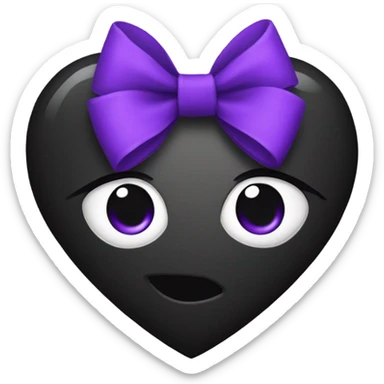 Black heart with purple bow sticker