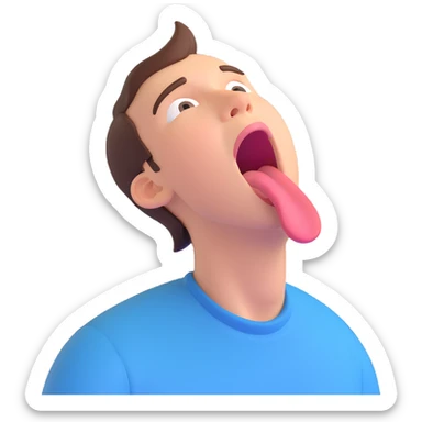 realistic emoji of a man sticking out his tongue and looking up to the sky sticker