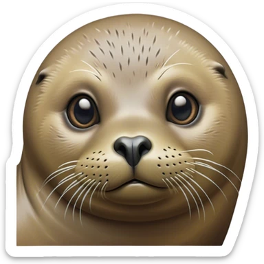 Cinematic Comical Seal Portrait Emoji, Head tilted dramatically with an exaggeratedly shocked expression, featuring a polished, streamlined body with wide, comically expressive eyes brimming with humorous disbelief, Simplified yet hilariously expressive features, highly detailed, glowing with a slightly sassy aquatic glow, high shine, dramatic yet playful, stylized with an air of quirky maritime attitude, soft glowing outline, capturing the essence of a meme-worthy seal that appears ready to side-eye its way into viral fame! sticker