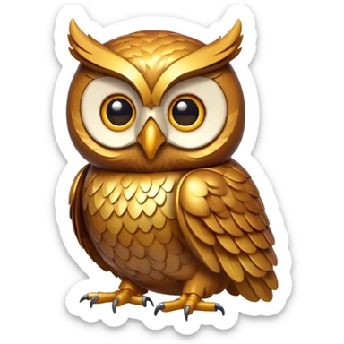 golden owl with shiny feathers. He sits up straight sticker