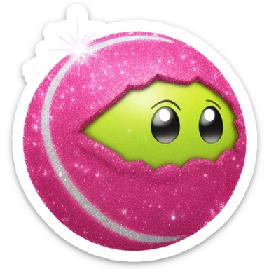Pink tennis ball with glitter  sticker