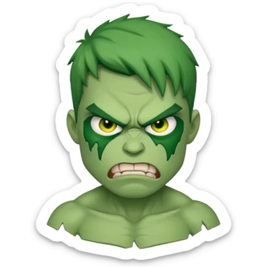 angry face with green skin and ripped shirt sticker