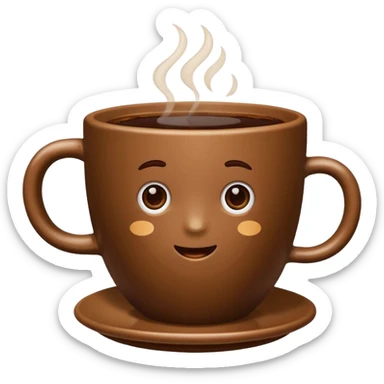 plain Coffee without Saucer, Brown Cup, no saucer. sticker