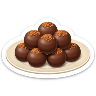 chocolate balls on plate with brown sprinkles sticker