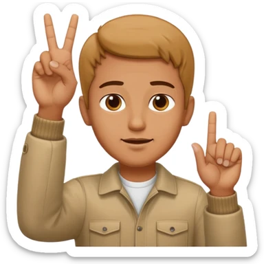 A man indicating God with his hands upward and with his index finger and wearing normal clothes sticker