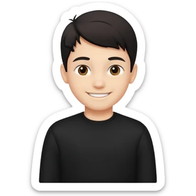 Maktab yonida kulib turgan qora kiyimdagi bola emojisini chiqarib ber sticker