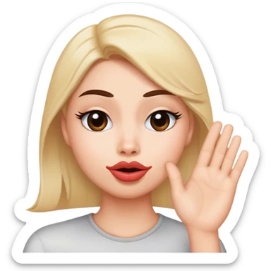 duck lips and side eye face like hmm maybe embarrassing cringe face with hand flat off the side of a head like a salute sticker