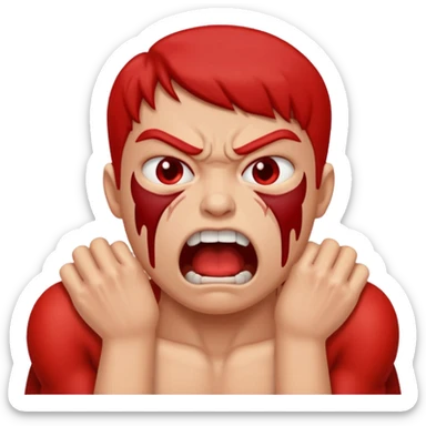 Person choking themselves with angry look an themselves sticker