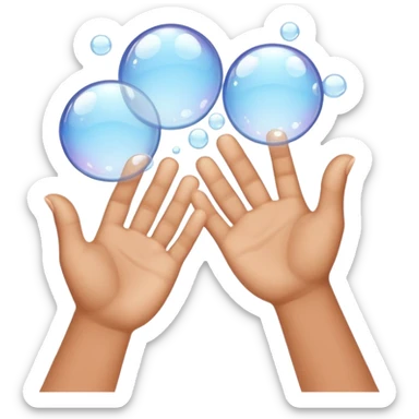 Closeup hands foaming soap bubbles sticker