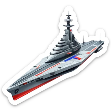 Gigantic Russian war cruiser spaceship with tricolor markings sticker
